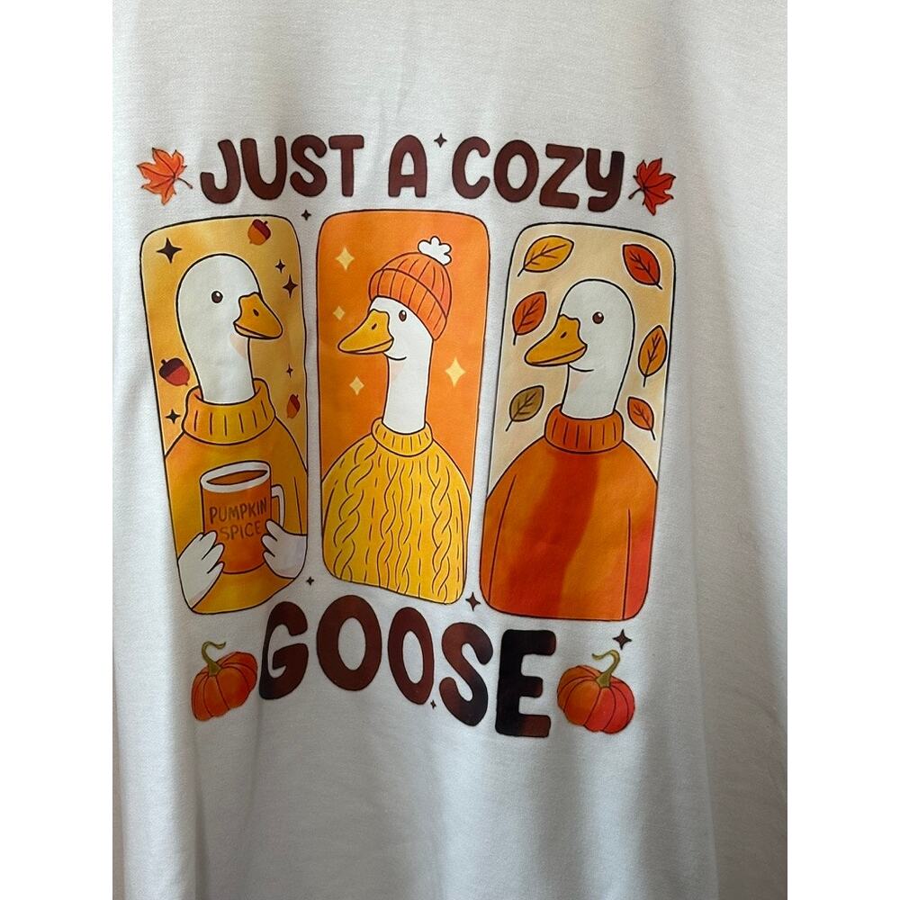 Cozy Goose Graphic Cute Goose & "Just a Cozy Goose"  Boxy Sweatshirt Size XL 1X - Picture 2 of 4